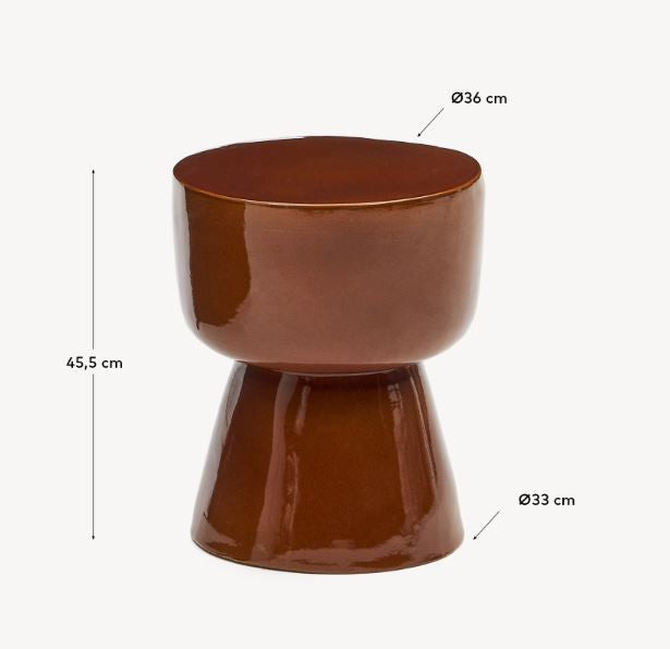 Masa laterala exterior maro teracota din ceramica 36 cm Mesquida Kave Home