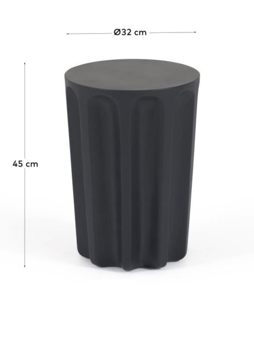 Masa laterala exterior neagra din ciment 32 cm Vilandra Kave Home