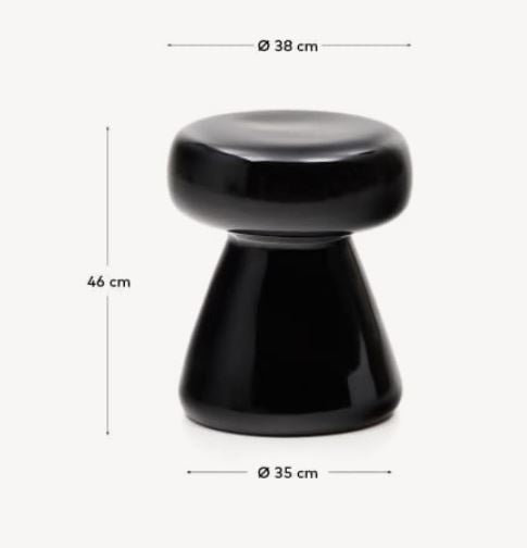 Masa laterala exterior neagra din ciment 38 cm Manya Kave Home