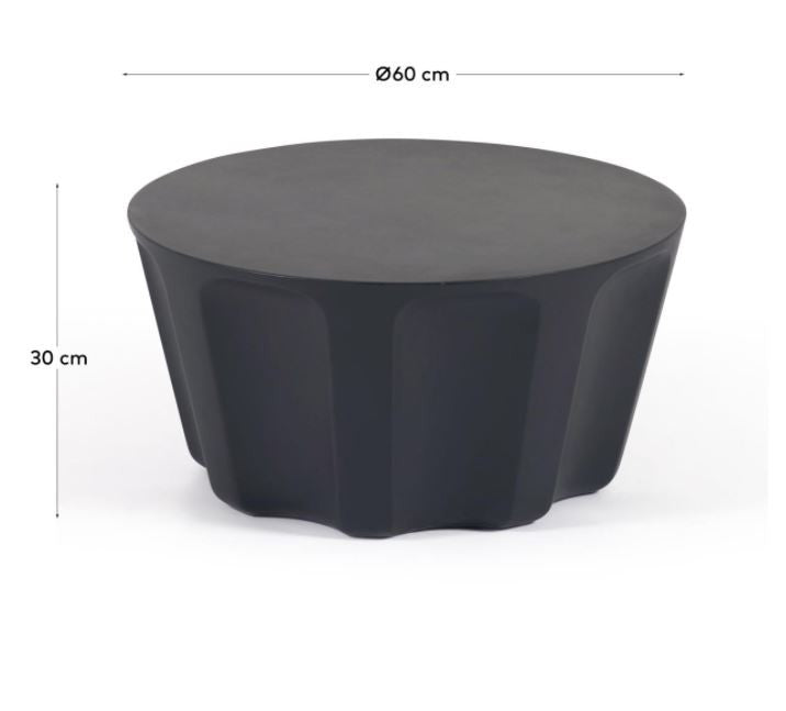 Masa laterala exterior neagra din ciment 60 cm Vilandra Kave Home
