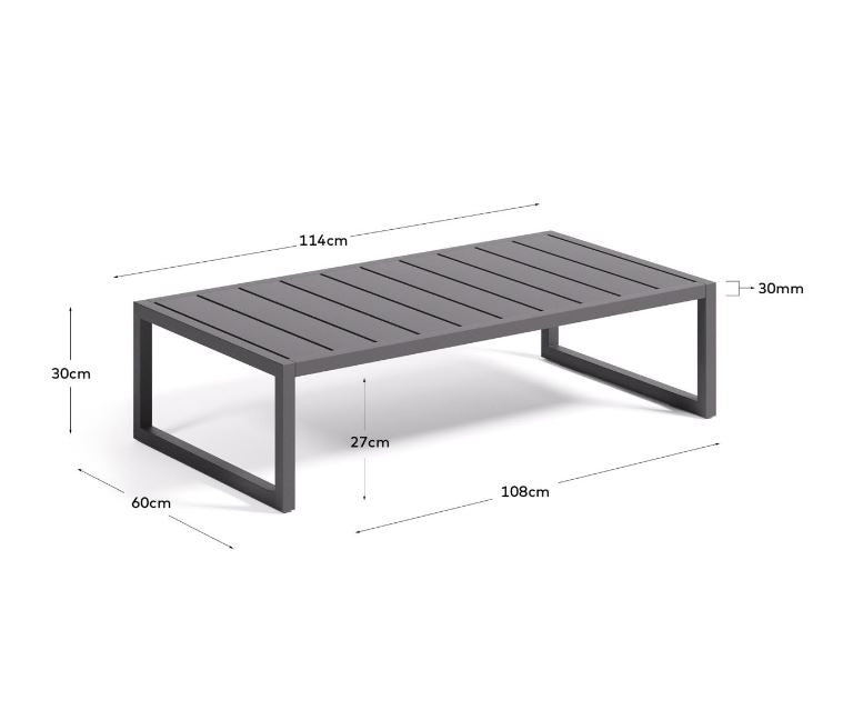 Masa laterala exterior neagra din metal 60x114 cm Comova Kave Home