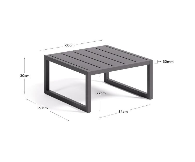 Masa laterala exterior neagra din metal 60x60 cm Comova Kave Home