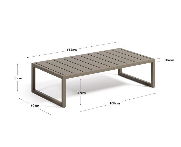 Masa laterala exterior verde din metal 60x114 cm Comova Kave Home
