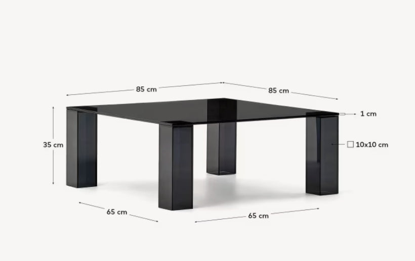 Masa laterala gri inchis din sticla 85x85 cm Adularia Kave Home