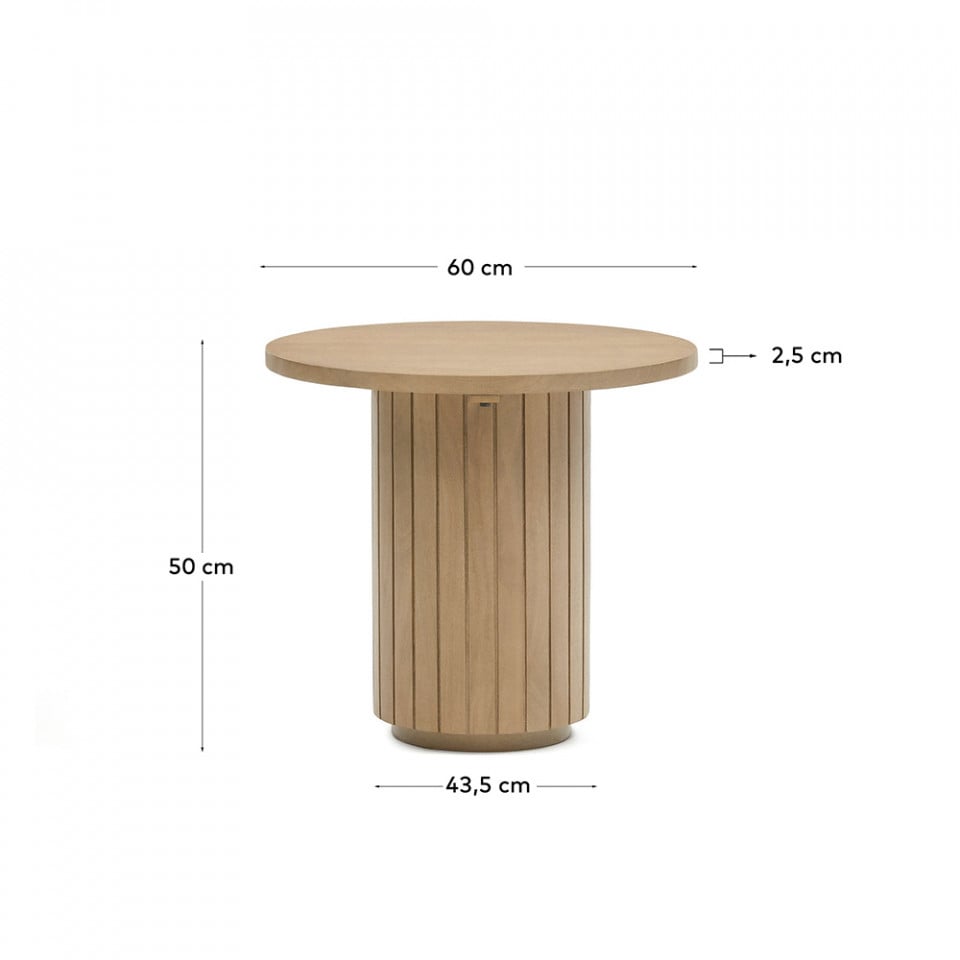 Masa laterala maro din lemn 60 cm Licia Kave Home