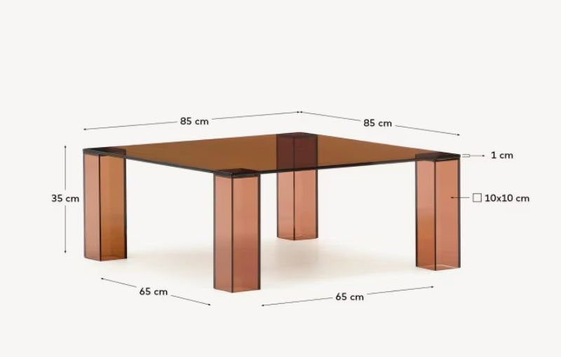 Masa laterala maro din sticla 85x85 cm Adularia Kave Home