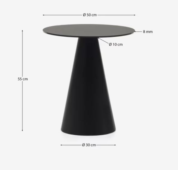 Masa laterala neagra din metal 50 cm Wilshire Kave Home