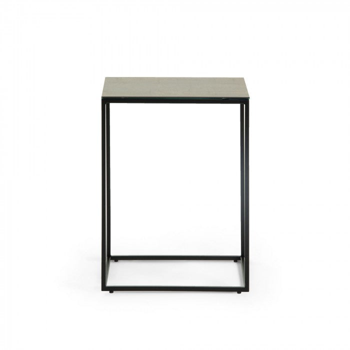 Masa laterala neagra din metal si ceramica 30x45 cm Rewena Kave Home