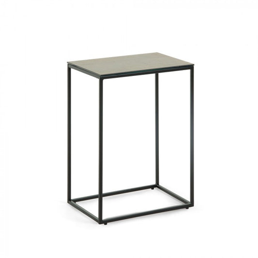 Masa laterala neagra din metal si ceramica 30x45 cm Rewena Kave Home