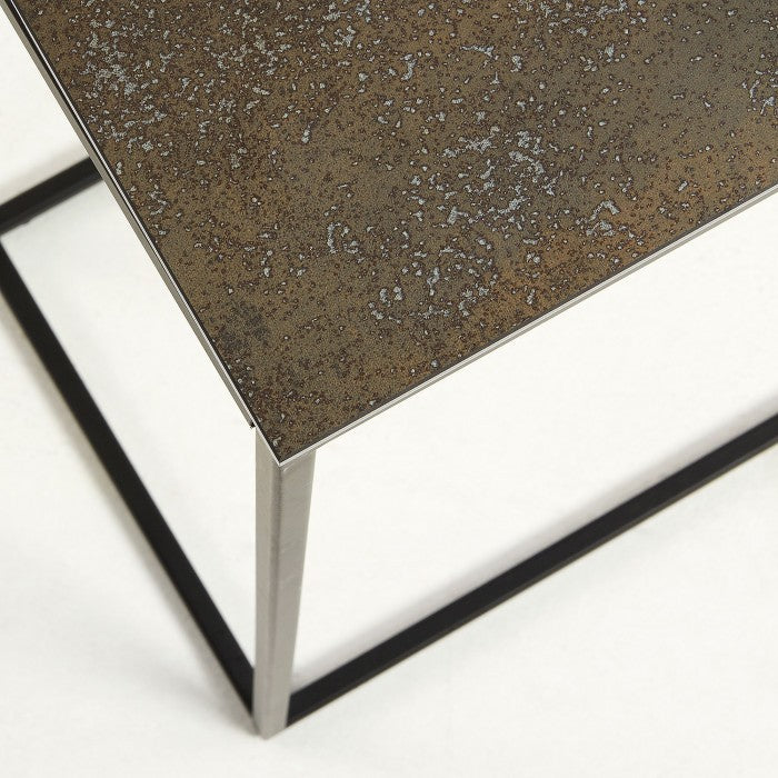 Masa laterala neagra din metal si ceramica 30x45 cm Rewena Kave Home
