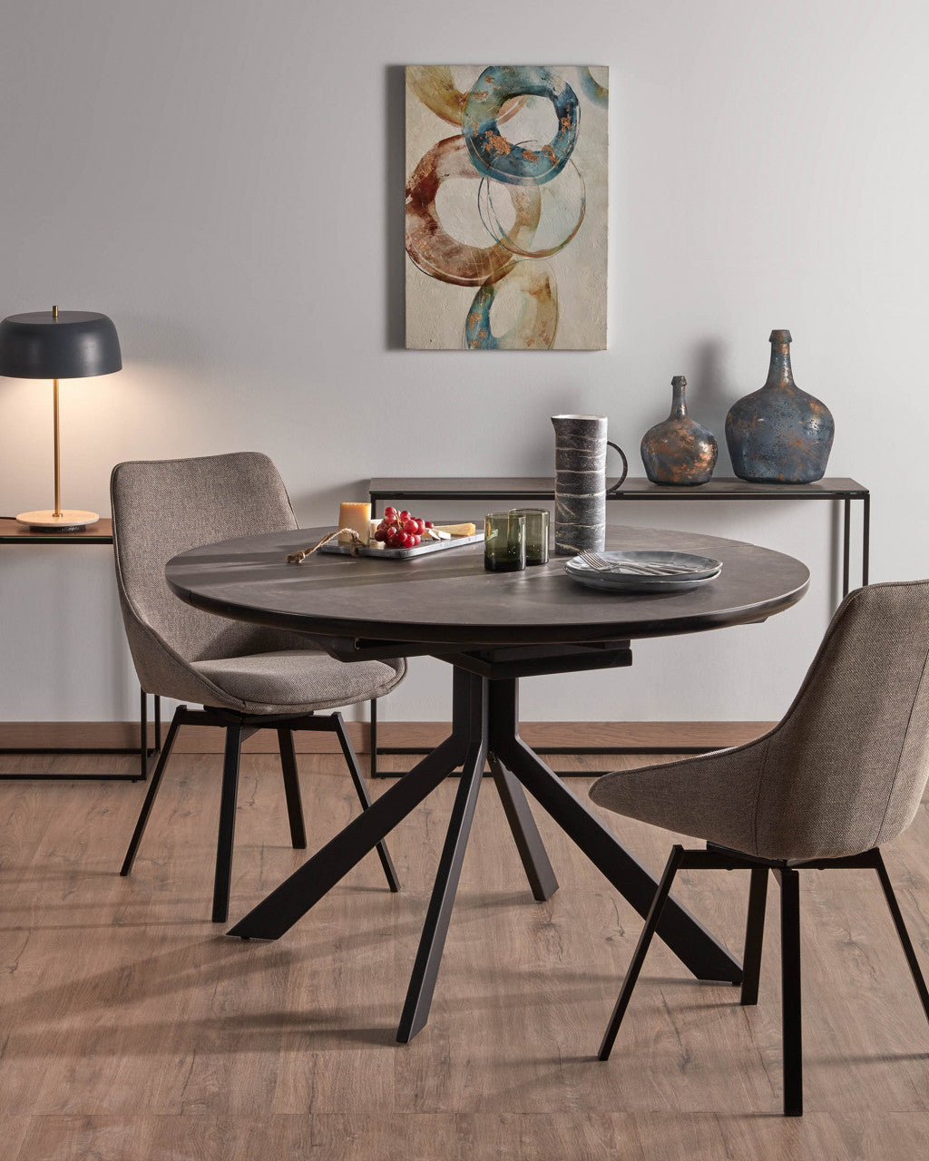 Masa laterala neagra din metal si ceramica 30x45 cm Rewena Kave Home