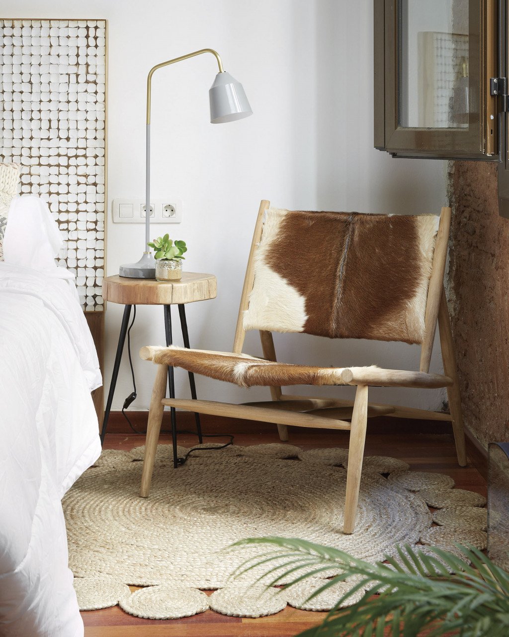 Masa laterala neagra/maro din lemn 34x35 cm Eider Kave Home