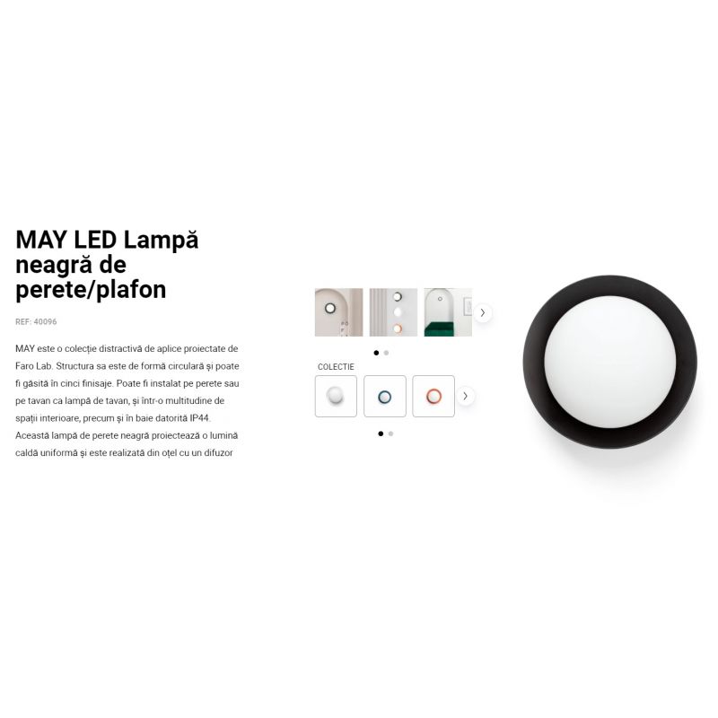 Mini Aplica LED de perete / tavan design modern IP44 MAY Black