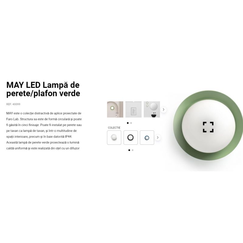 Mini Aplica LED de perete / tavan design modern IP44 MAY Green