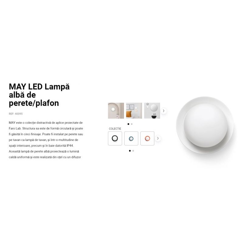 Mini Aplica LED de perete / tavan design modern IP44 MAY White