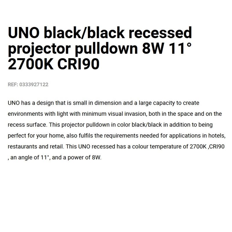Mini Spot/Proiector LED incastrabil directionabil UNO black 11° 2700K