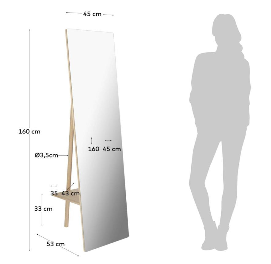 Oglinda dreptunghiulara maro din lemn 45x160 cm Keisy Kave Home