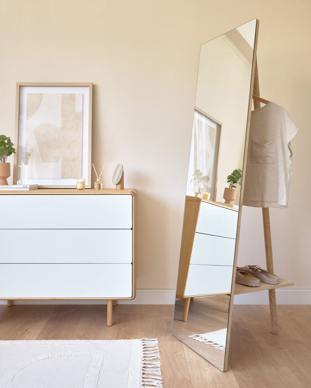 Oglinda dreptunghiulara maro din lemn 45x160 cm Keisy Kave Home
