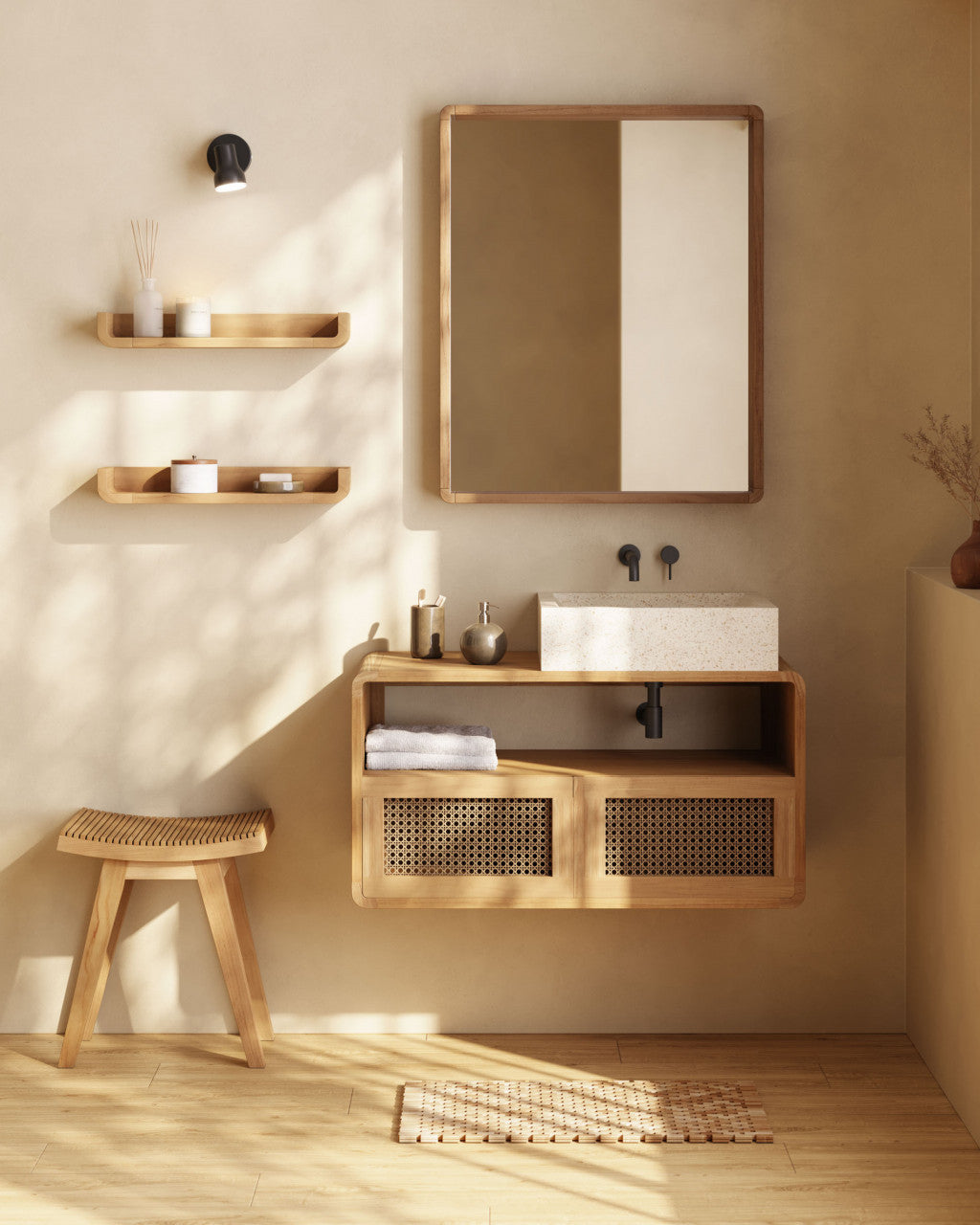 Oglinda dreptunghiulara maro din lemn 65x80 cm Kuveni Kave Home