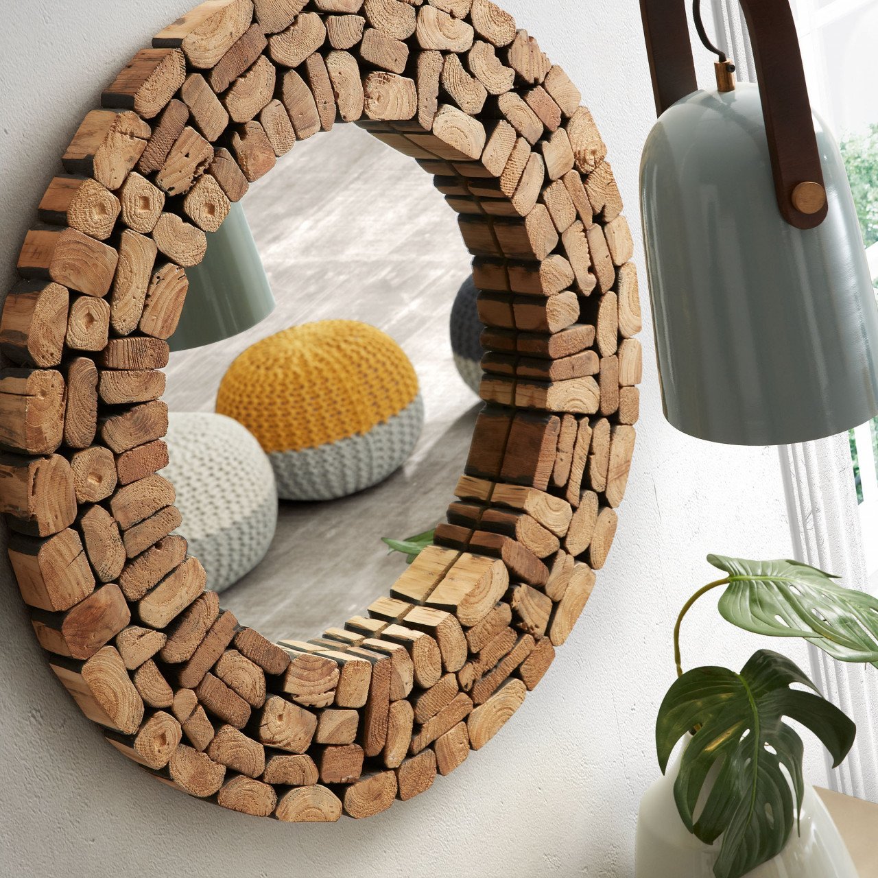 Oglinda rotunda din lemn 80 cm Eliptic Kave Home