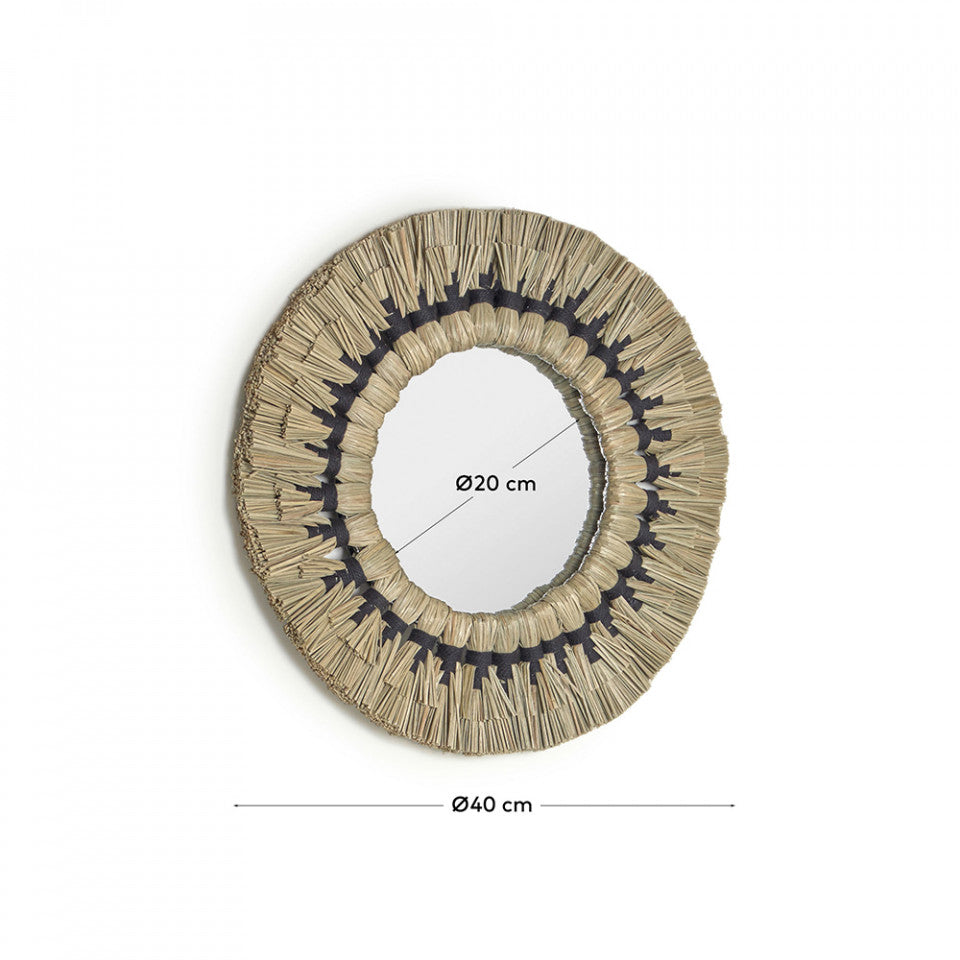 Oglinda rotunda maro din fibre naturale 40 cm Akila Kave Home
