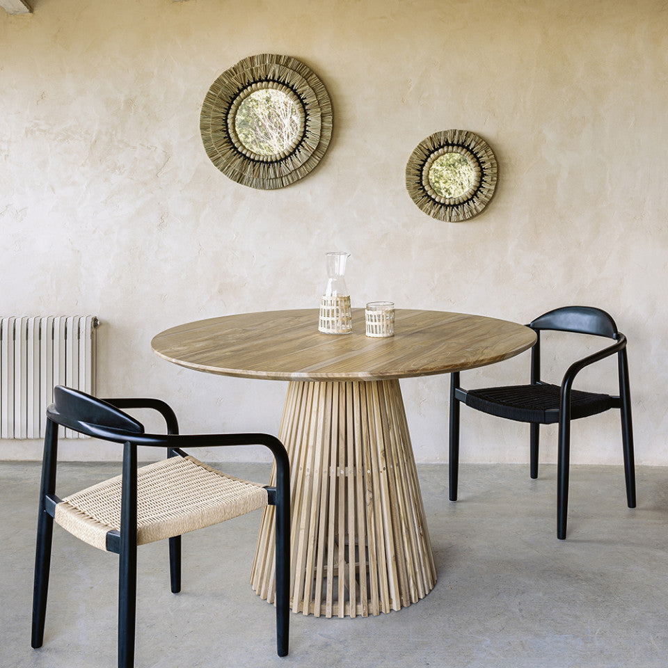 Oglinda rotunda maro din fibre naturale 60 cm Akila Kave Home