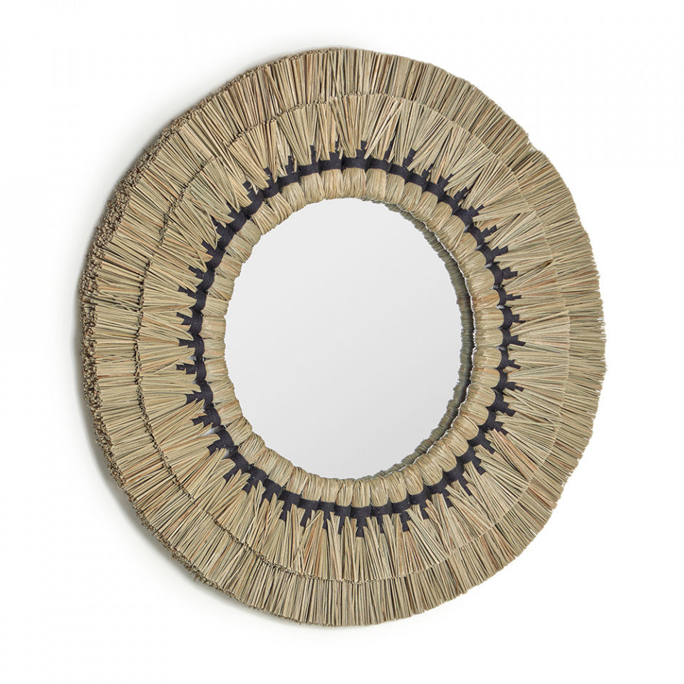 Oglinda rotunda maro din fibre naturale 60 cm Akila Kave Home
