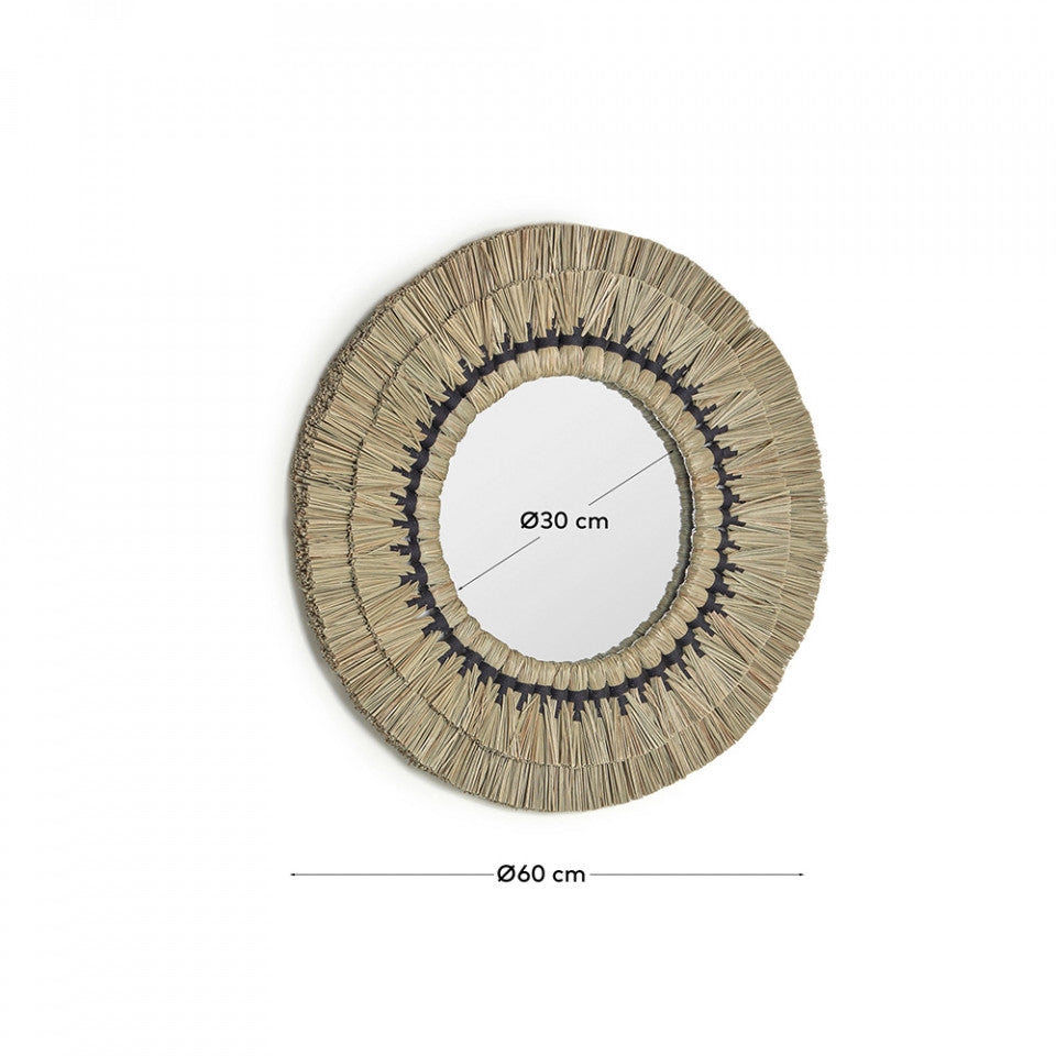 Oglinda rotunda maro din fibre naturale 60 cm Akila Kave Home