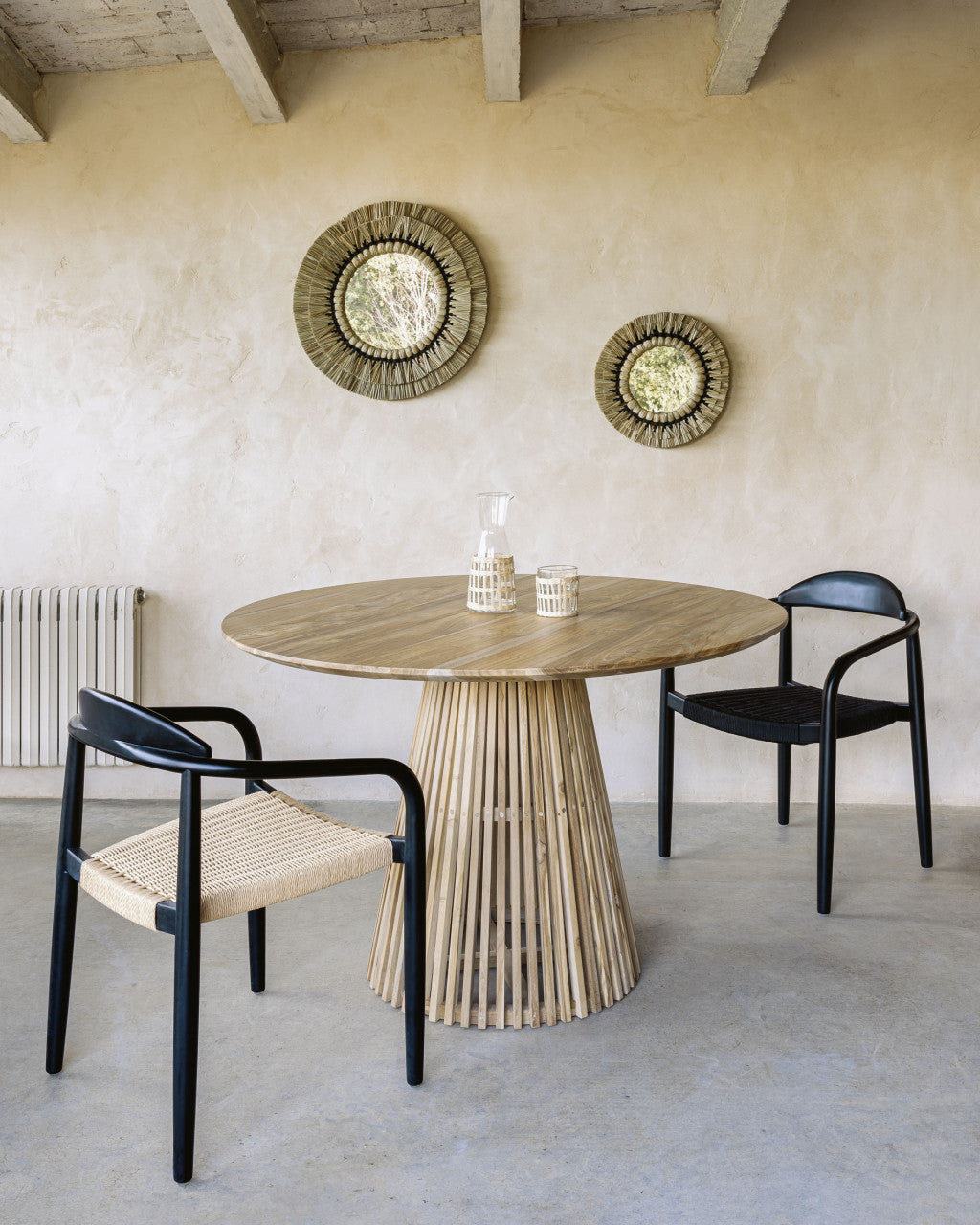 Oglinda rotunda maro din fibre naturale 60 cm Akila Kave Home