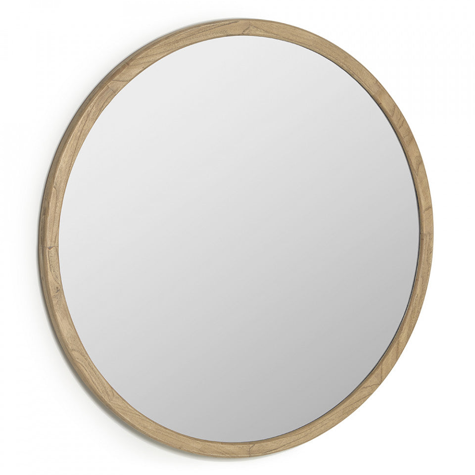 Oglinda rotunda maro din lemn 100 cm Alum Kave Home