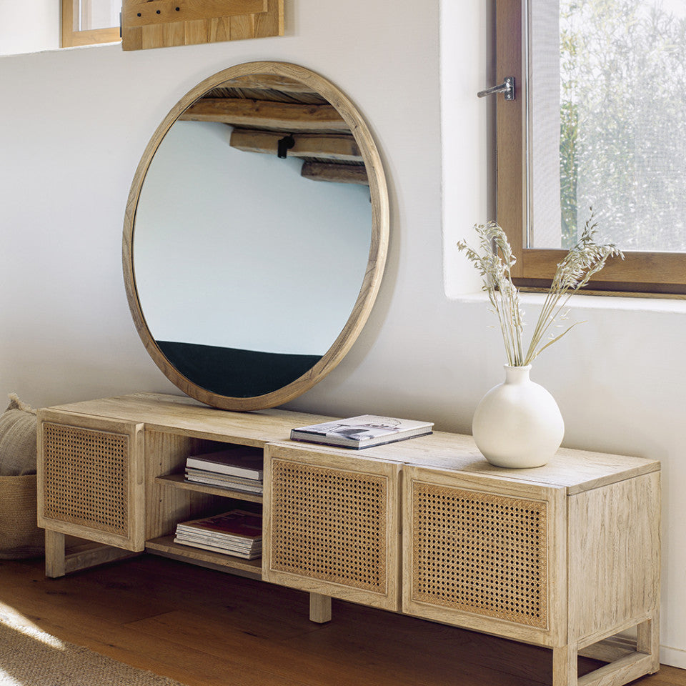 Oglinda rotunda maro din lemn 100 cm Alum Kave Home