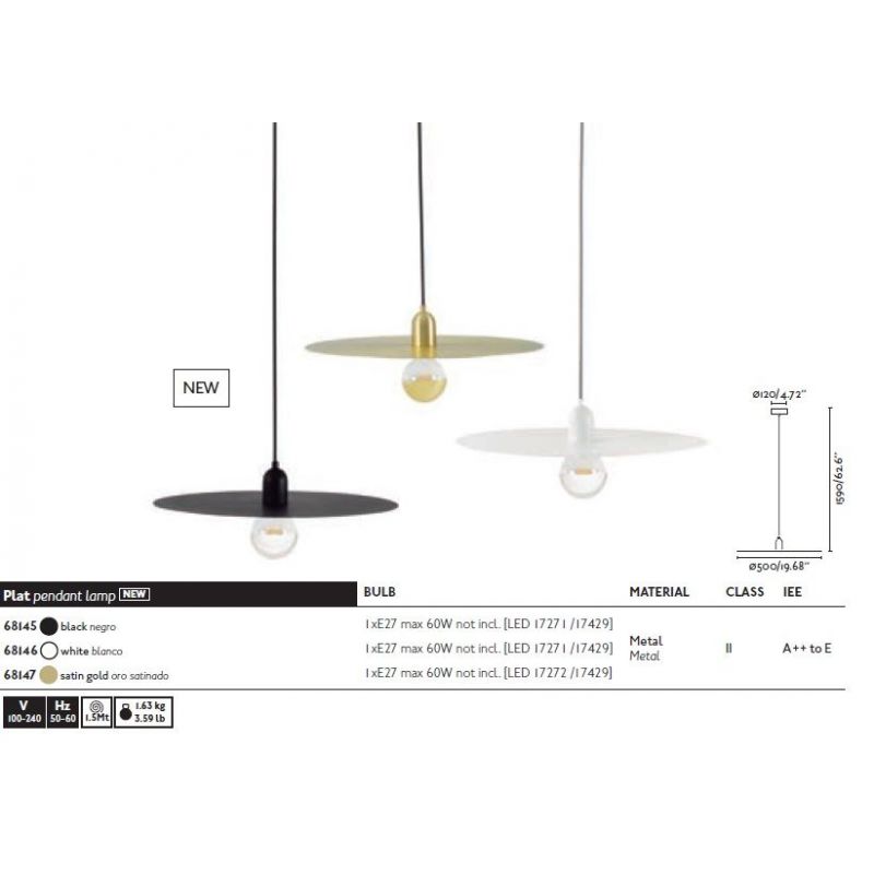 Pendul design modern minimalist PLAT alb