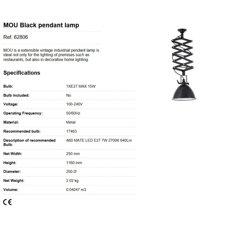 Pendul extensibil design Vintage MOU negru