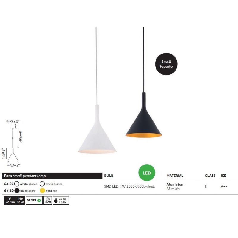Pendul LED modern PAM-P small alb