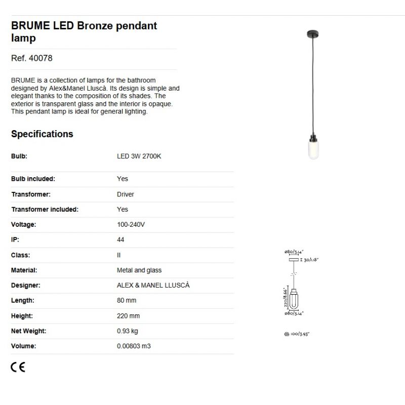 Pendul LED pentru baie design minimalist IP44 BRUME