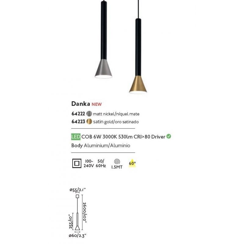 Pendul LED stil modern minimalist DANKA auriu