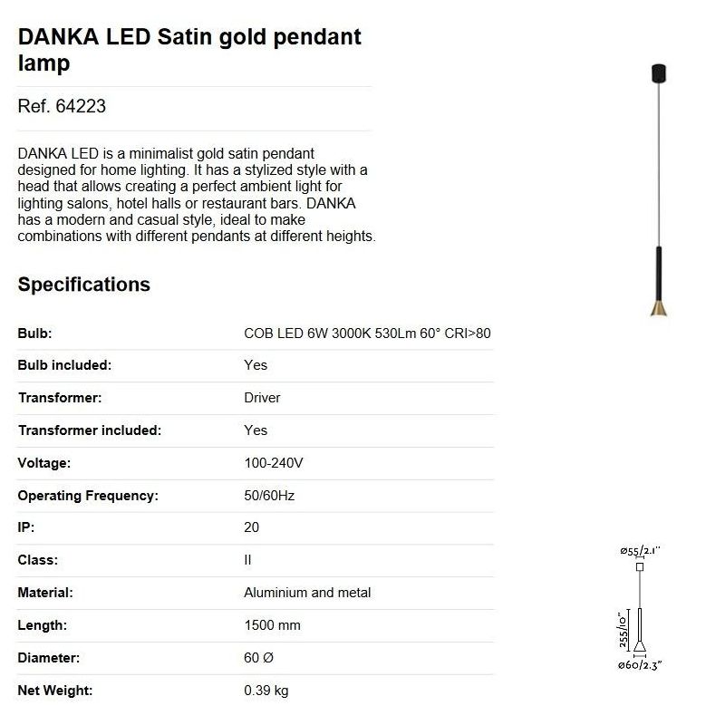 Pendul LED stil modern minimalist DANKA auriu