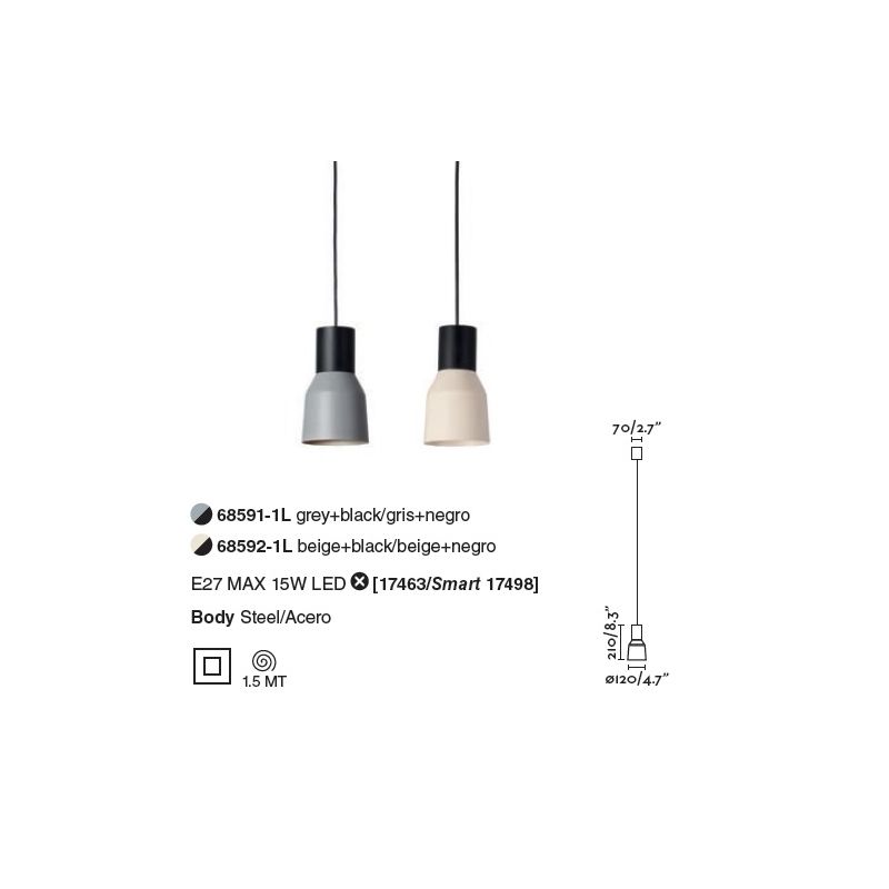 Pendul modern design minimalist KOMBO gri Ø12cm