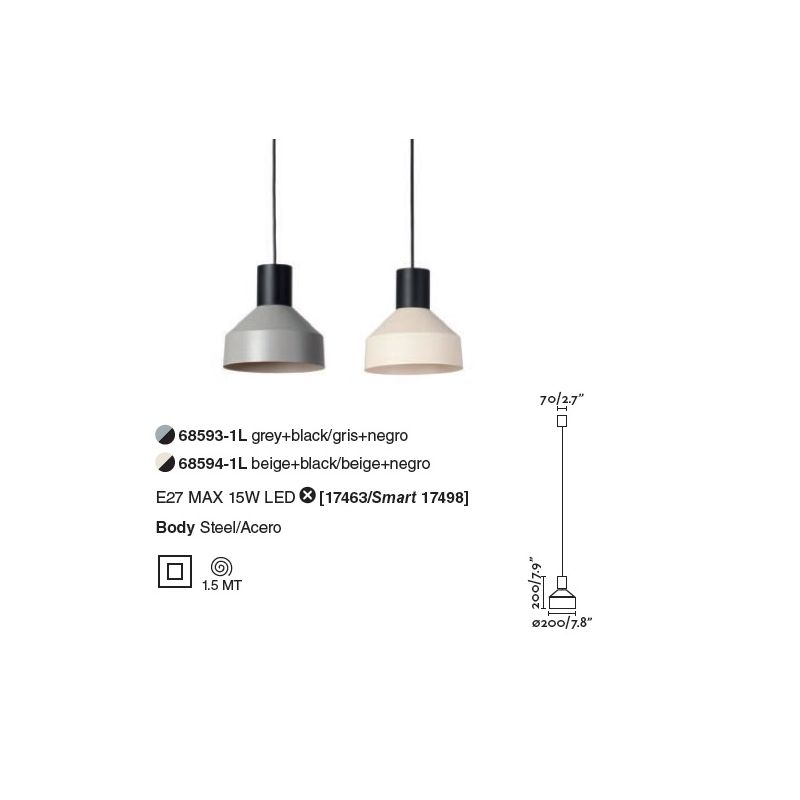 Pendul modern design minimalist KOMBO gri Ø20cm