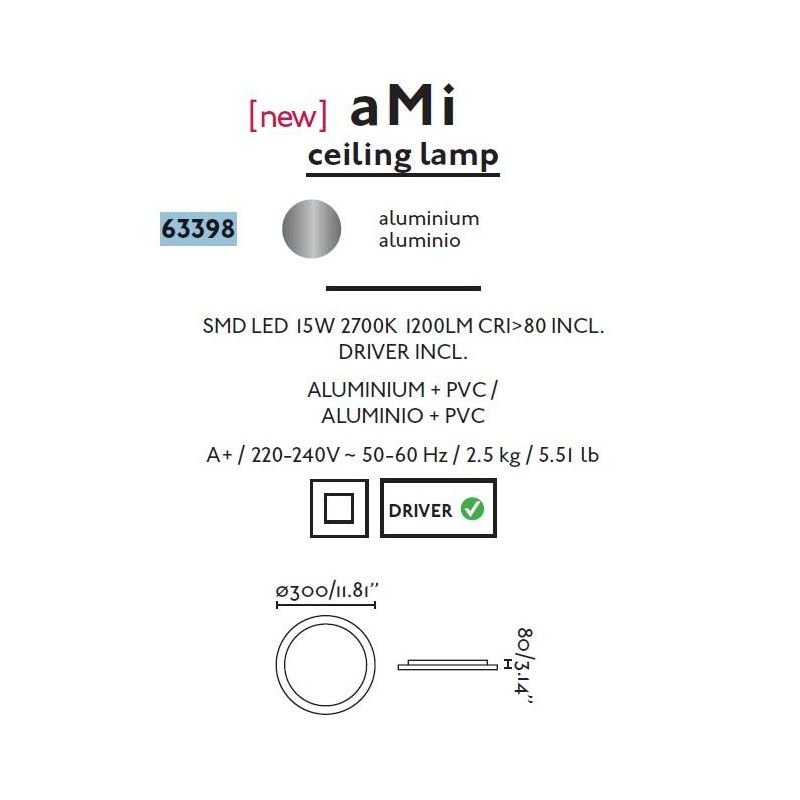 Plafonier modern, diametru 30 cm, Ami LED