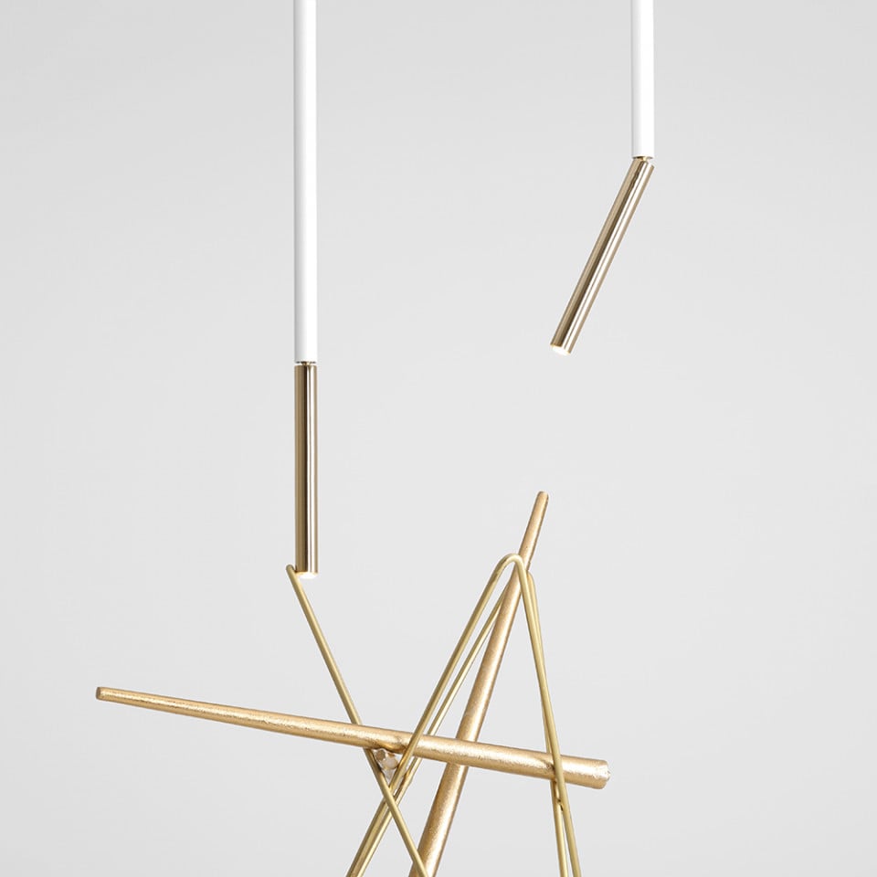 Plafoniera alba/aurie din metal Stick Medium Aldex