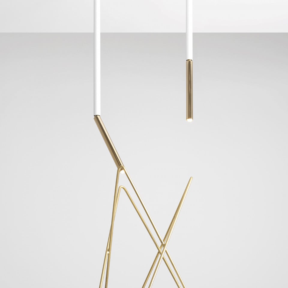 Plafoniera alba/aurie din metal Stick Medium Aldex