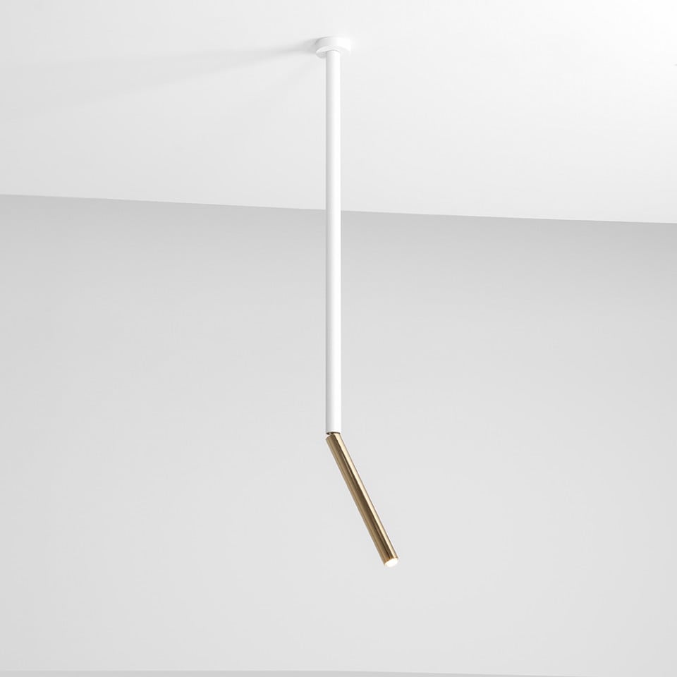 Plafoniera alba/aurie din metal Stick Medium Aldex