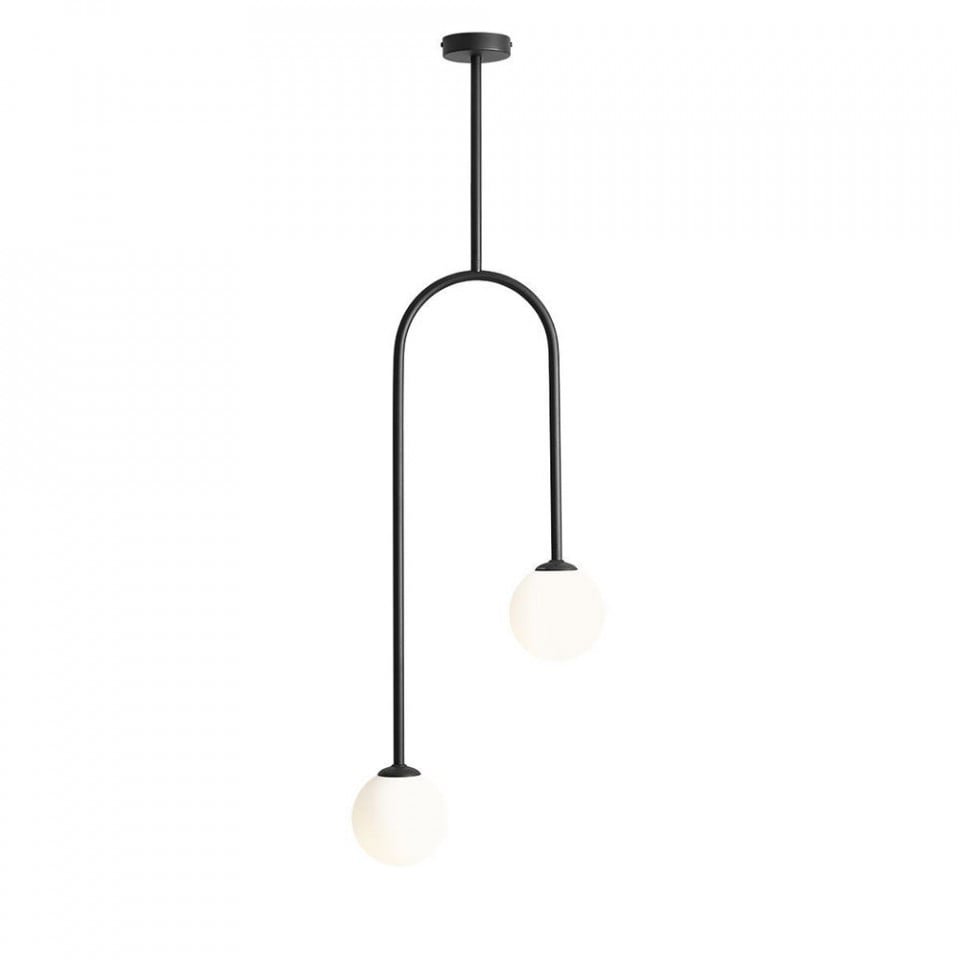 Plafoniera alba/neagra din sticla cu 2 becuri Nave Aldex