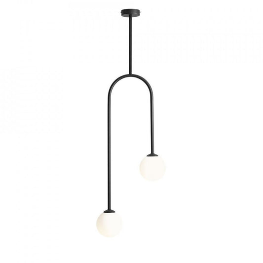 Plafoniera alba/neagra din sticla cu 2 becuri Nave Aldex