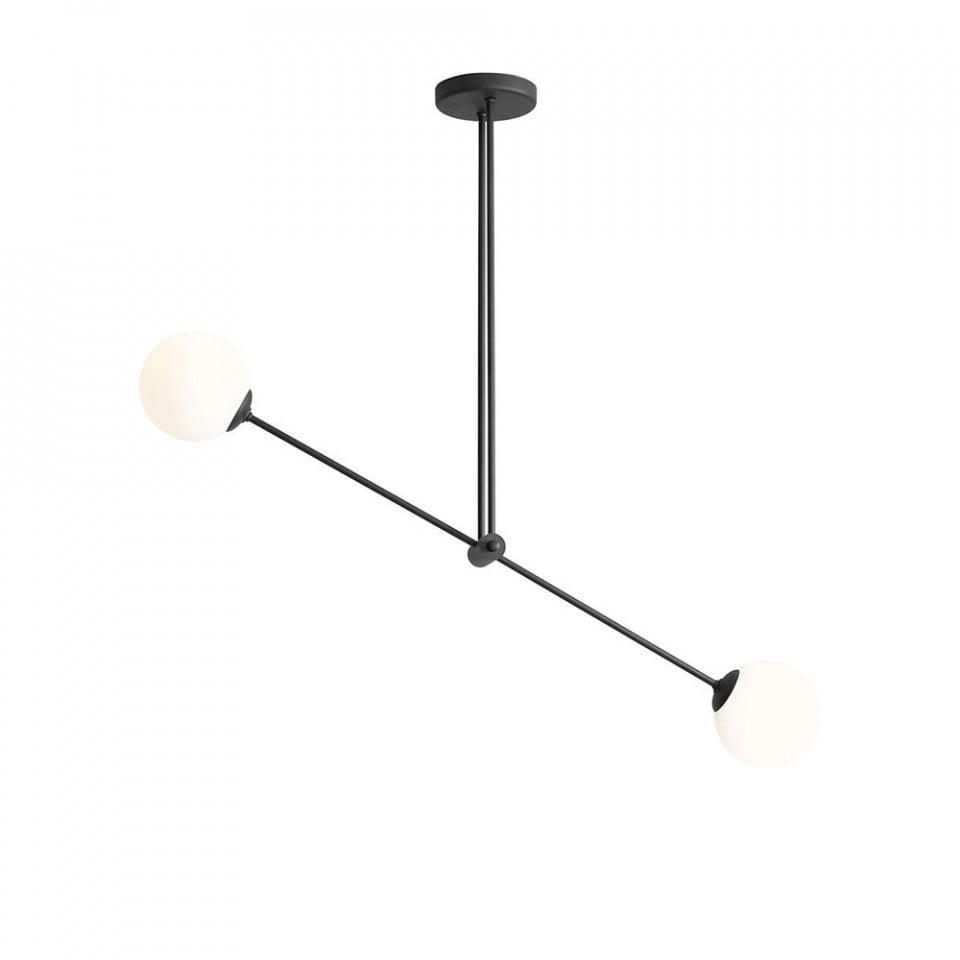 Plafoniera alba/neagra din sticla cu 2 becuri Ohio Aldex