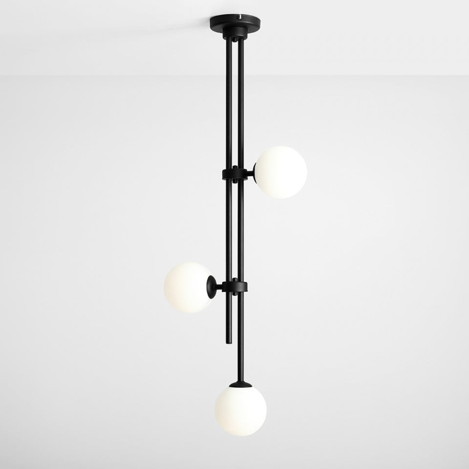 Plafoniera alba/neagra din sticla cu 3 becuri Harmony Aldex