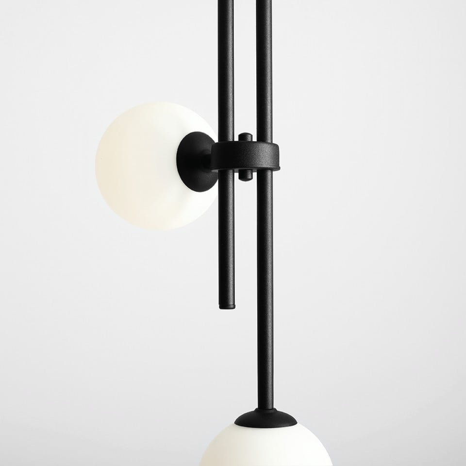 Plafoniera alba/neagra din sticla cu 3 becuri Harmony Aldex