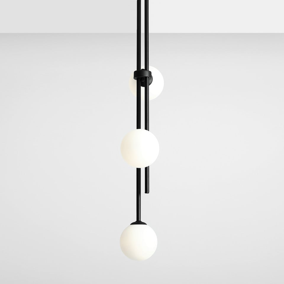 Plafoniera alba/neagra din sticla cu 3 becuri Harmony Aldex
