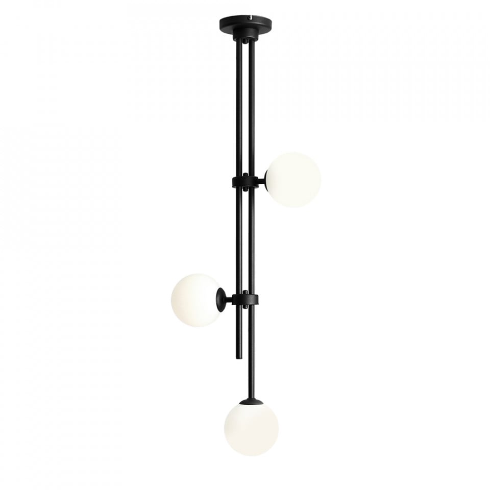 Plafoniera alba/neagra din sticla cu 3 becuri Harmony Aldex